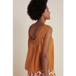 Anthropologie NEW Maeve Honey Brown Justine Smocked Boho Relaxed Tank Top S Photo 1