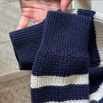 Gap shaker stitch Classic cotton navy /off white stripe knit cardigan sweater M Photo 8