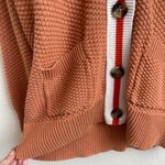 Aerie Orange White Stripe Oversized Varsity Lettermen Waffle Knit Cardigan Photo 8