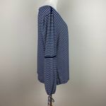 Fred David Top Womens XL Navy Striped Crochet Lace Long Tie Sleeve Scoop Neck Photo 5