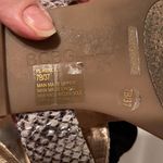 BCBGeneration sz 7 gold sandals w/black flower & snake print straps GUC No box Photo 6