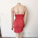 Free People [] Coral Eyelet Embroidered Smocked Sizzle Mini Dress NWT Sz Large L Photo 2