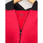Disney ‎ Quilted Bomber Jacket Red Black Hooded Full Zip Womens XL Photo 2