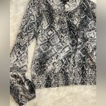 A Byer A. Byer smock banded waist black white snake print blouse top shirt womans L Photo 6