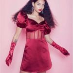 Autumn Adeigbo‎ Clarette Tafetta Cutout 10 Red Boning Puff Sleeve Dress Photo 0