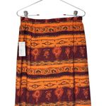 Judith‎ Hart Women Skirt Midi Tribal Aztec Print Summer Jewel Deep Orange 8 NWT Photo 8