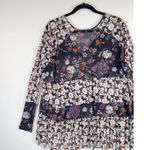 Free People Womens Top Purple Isabelle Tunic V Neck Floral Blouse Flowy Boho XS Photo 7