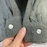 baba Sz L Green Button Front Shirt Embroidered Mesh Detail Long Sleeve Women’s Size L Photo 4