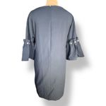 Banana Republic Navy Shift Dress Bell Sleeve Pearl Button Detail Size 8 Evening Photo 4