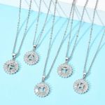Silver Initial Crystal Pendant Necklace A Photo 1