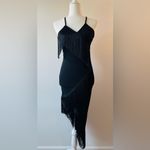 SheIn  Fringe Asymmetrical Bodycon Dress Black Size XS Photo 3