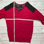 Torrid Red and Black Lace pullover Lace Yolk Sweater Photo 13