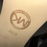 Michael Kors Old Money Classic Gold Black Sueded Velvet Peep Toe Heels 9.5M Photo 8