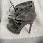 Brian Atwood  Grey Miri Ruched Slouchy Suede Ankle Heeled Booties Size 39.5 Photo 3