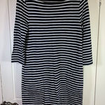 Garnet Hill  Striped Casual Dress Size 8 Blue‎ White Boatneck Nautical Preppy Photo 0