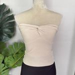Fashion strapless cross front tube top lightweight knit Tan Size XS Photo 1