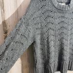 American Eagle  Women's Small  Gray Pointelle Knit Sweater Soft Cozy Boho Style Photo 6