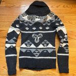 TNA Women's Gray and Cream zip up winter lambswool sweater size XS Photo 1