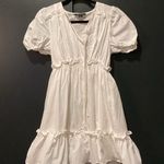 Urban Revivo white ruffle mini dress v neck peplum puff shortsleeve M 6 Photo 1