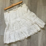 Vintage Peasant Skirt cotton eyelet embroidery lace mini womens White (large) Photo 0