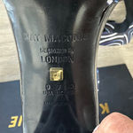 Kat Maconie Angel/Black Printed Satin Chunky High Heel Shoes like new size US 9 Black Photo 13