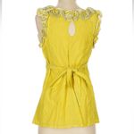 Yoana Baraschi Anthropologie l BARASCHI Yellow Ruffled Curled Ribbon Sleeveless Blouse Size S Photo 4