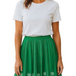 Anthony Richards Pleated Floral Midi Skirt Green Size MP Vintage Coastal Cottage Size M Photo 0