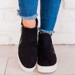 Micro Suede Hidden Wedge Sneaker Black Size 8.5 Photo 3