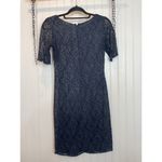 barney's new york Barney’s New York Womens Lace Mini Sheath Dress Size 2 Midnight Navy Blue Floral Photo 1