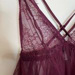 Victoria's Secret Burgundy Camisole S Lace Tulle Strappy Nightgown Teddy 1 Piece Photo 1
