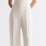 H by Halston HALSTON Brea Ruched Chain-strap Crepe Jumpsuit in Chalk Size US 4 Photo 0