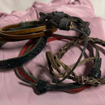 None Stylish Leather Bracelet Set - Black, Brown, Red Photo 0