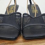 Nanette Lepore Winsky Black Mesh Sandals Gold Chain 7 Black Open-Toe Mesh Shoes Photo 1