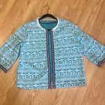 Valerie Stevens  Teal and White Patterned Open Cardigan Sz L Photo 1