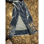 Adrianna Papell Velvet Off-The-Shoulder Beaded-Cuff Gown Size 8 Blue Photo 6