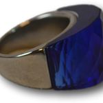Bold Faceted Nirvana Blue Crystal Statement Ring Wide Band Cocktail Ring Size: 8 Photo 1