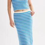 Juniors' Freshman Crochet High Neck Sweater and Skirt Set medium NWT Blue White Photo 0