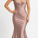 Jessica Angel 2010s  Champagne Satin Mermaid Gown with pooled train Size XS Photo 0