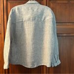 Tahari Women’s  Light Gray European Flax 100% linen button up shirt size Large Photo 1