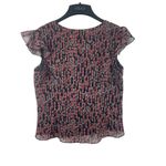 Petite Sophisticate Black Red Sheer Lined Split Flutter Sleeve 90s Y2K Top 12P Photo 1