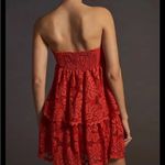 Anthropologie ANTHRO MAEVE RED LACE TIERED LINED MINI DRESS M Photo 6
