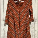 Free People  New Romantics 3/4 Sleeve Burnt Orange Striped Dress Scoop Back Sz Sm Photo 1