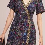 Anthropologie Maeve Cheetah Floral Multi Purple Dress Knee Length Womens Size 0 Photo 0