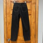 SheIn Black Denim Baggy Jeans White Stitching XS Photo 3