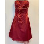 Morgan & Co . Cherry Maroon Strapless Dress Photo 5