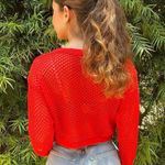 Free People orange kiss knit coverup sweater Photo 4