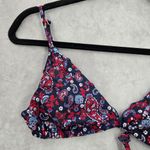 Old Navy  Blue Floral Bikini Top Swimwear Swimsuit Padded Ruffle Small Photo 2