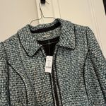 White House | Black Market WHBM Tweed Moto Jacket Collared Zip Front River Teal Women’s Sz 14 NWT Photo 8