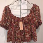 Revolutionary Red Floral Blouse Size M Photo 3