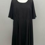 Torrid  Dress Midi Flutter Sleeves Lace Up Back Round Neck Chiffon Lined Black Photo 0